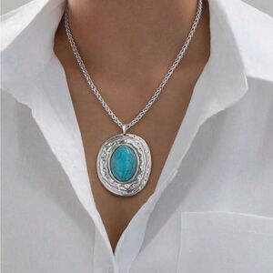 Turquoise Silver Pendant Necklace